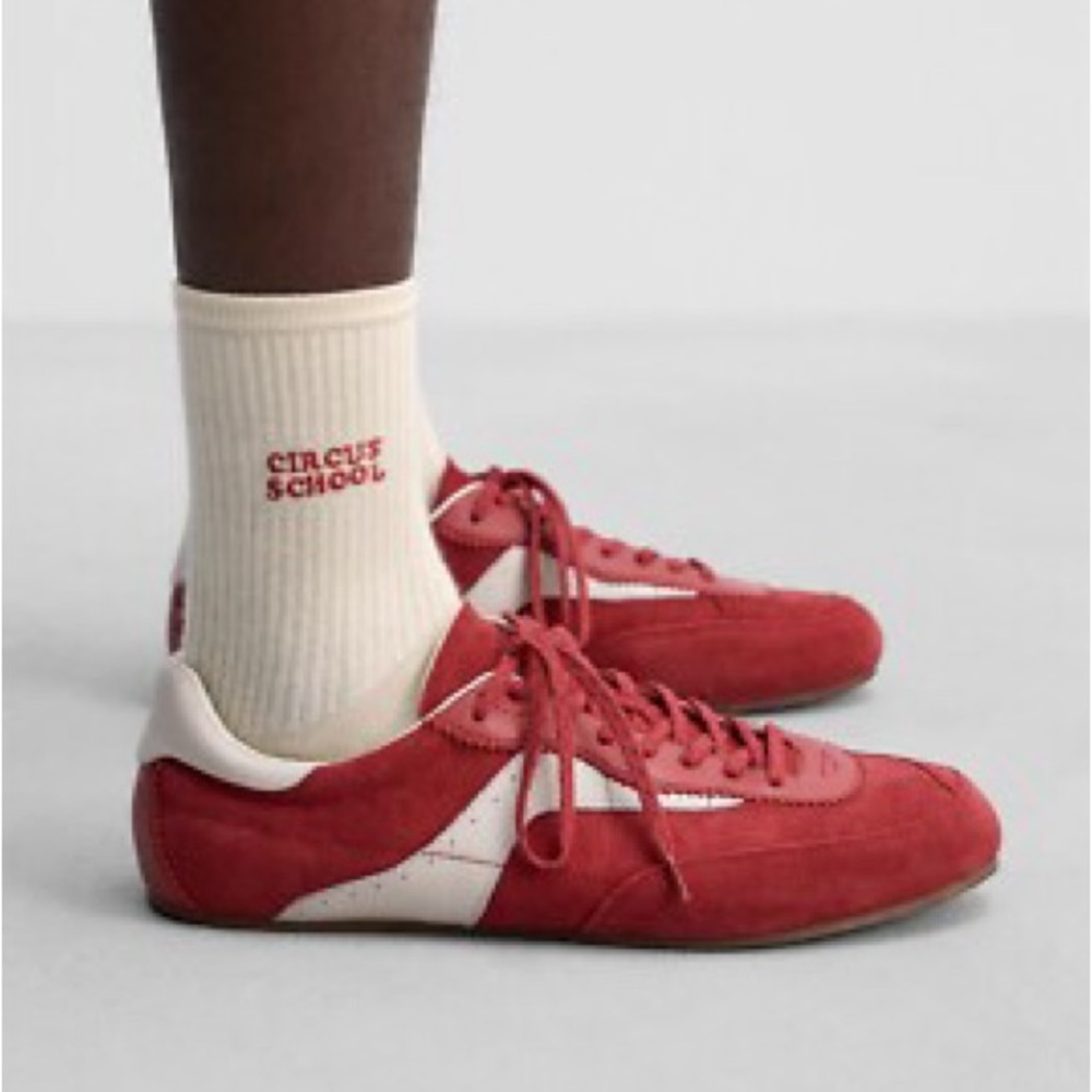 Zara Red Suede Leather Sneakers X Harry Lambert Special Collection